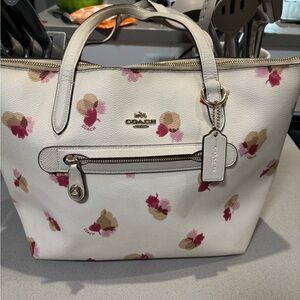 Coach Taylor White Tote with Floral Accents